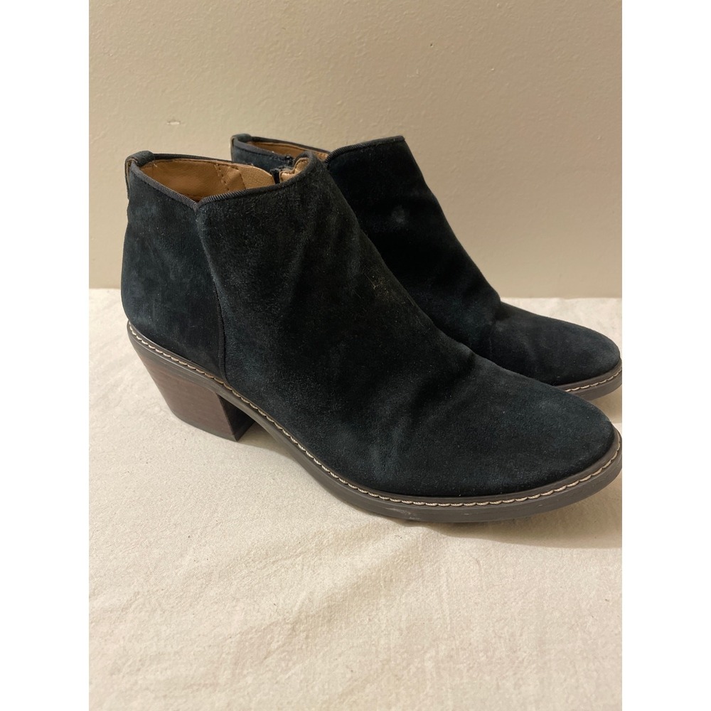 Sam Edelman Womens Size 8.5 Pryce Suede Ankle Boots Block Heel Side Zip